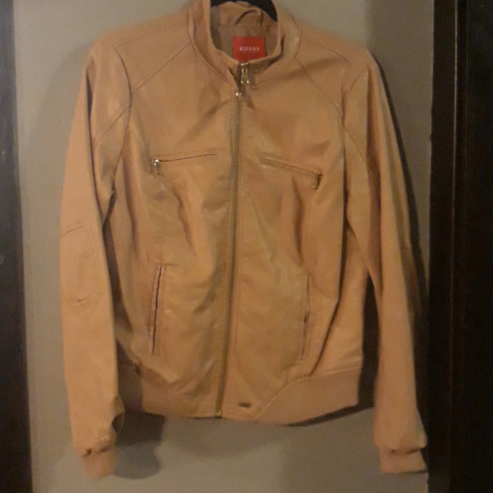 Guess faux leather bomber jacket size L